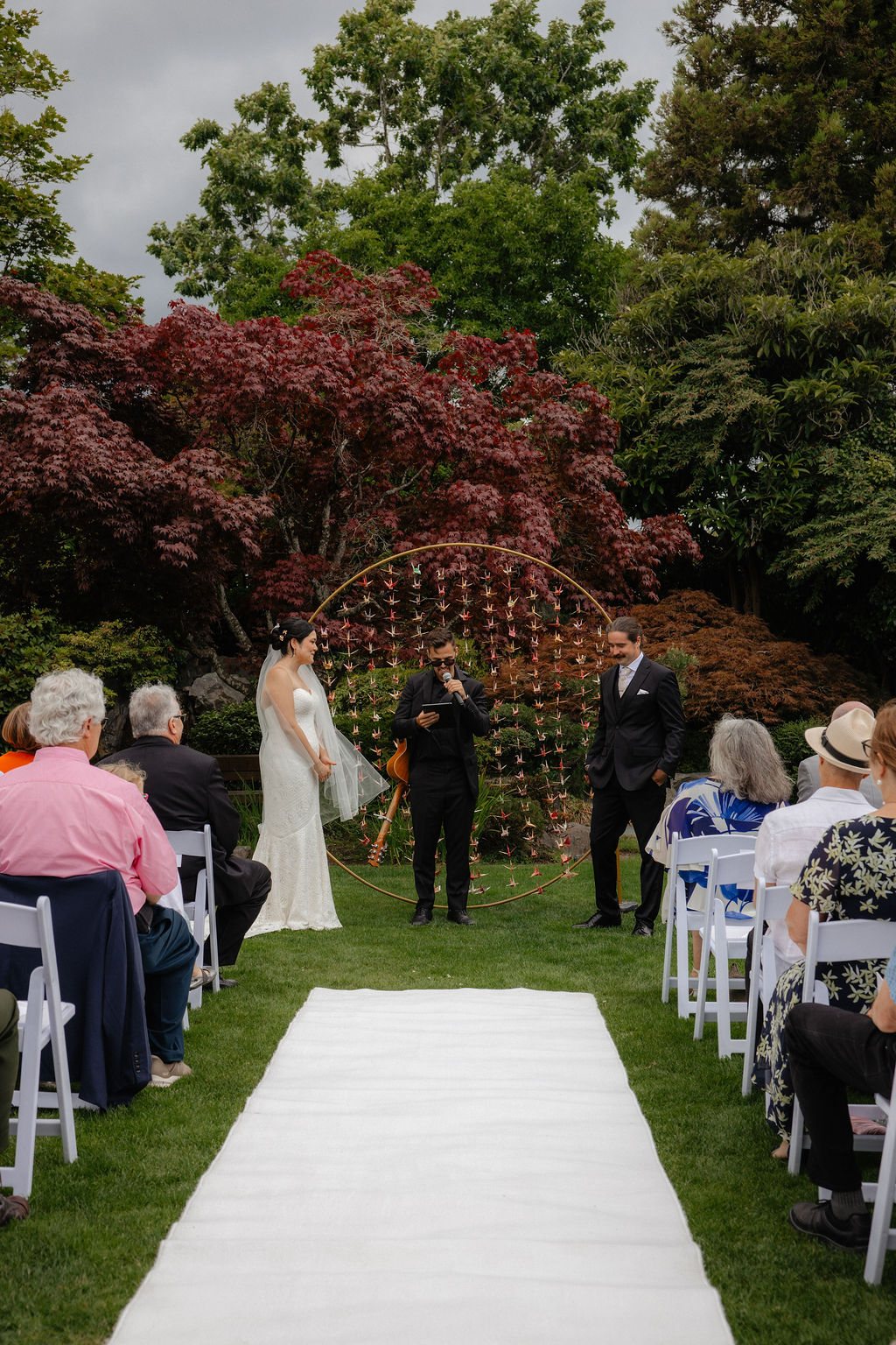 Aisle runner leading to the ceremony arch